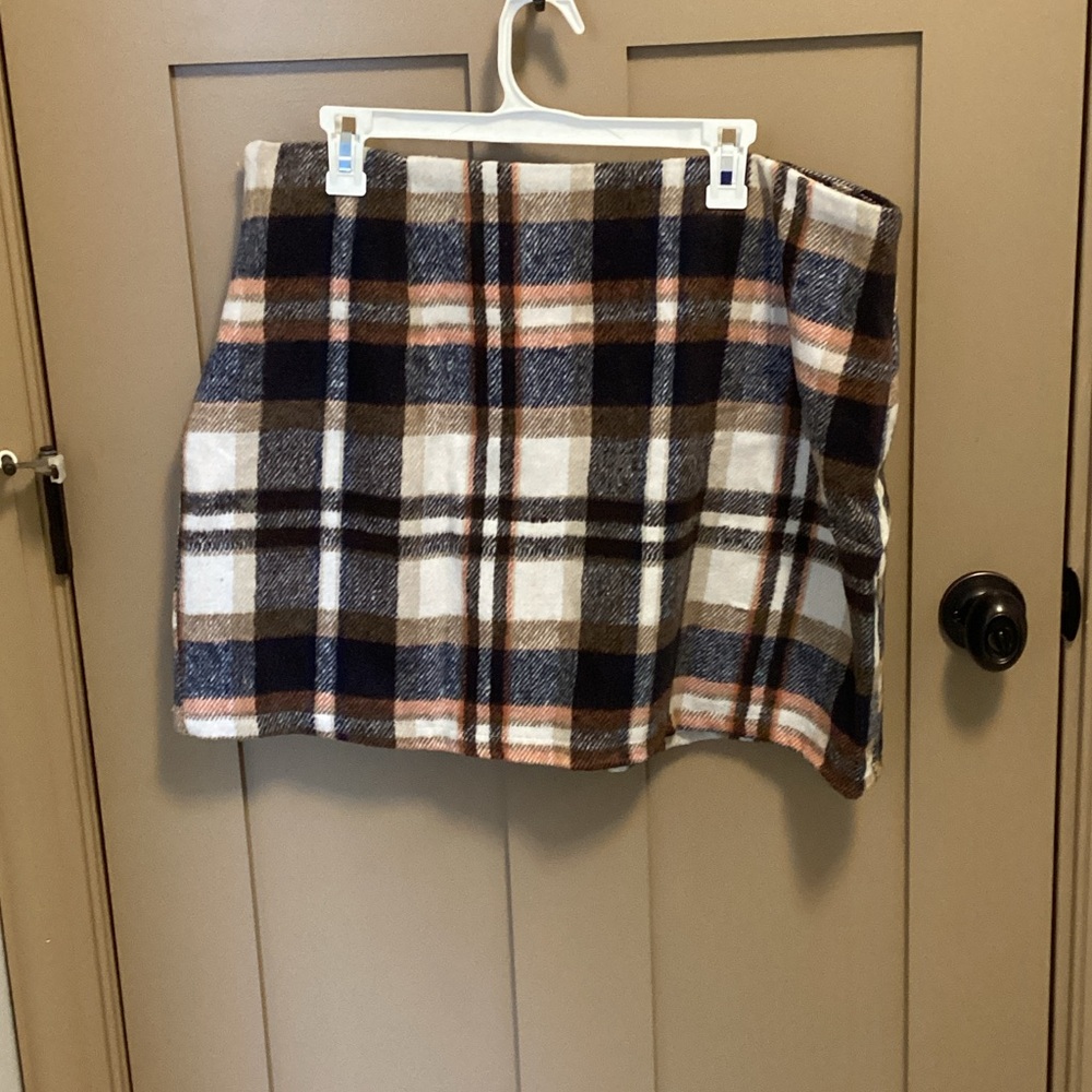 Plaid Wool Blend Skirt